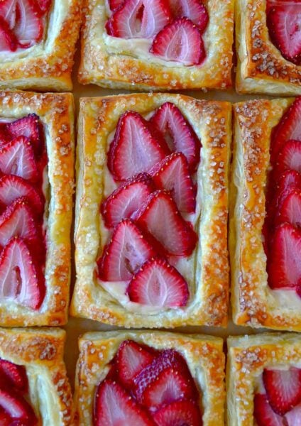 Top down view of 5-Ingredient Strawberry Breakfast Pastries side by side